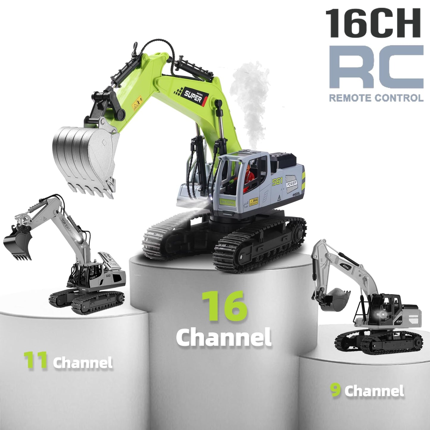 Remote Control Excavator with Metal Shovel & Lights