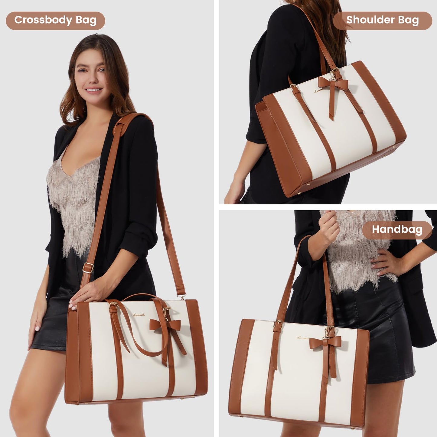 LOVEVOOK Women's Laptop Tote Bag with Clutch Set