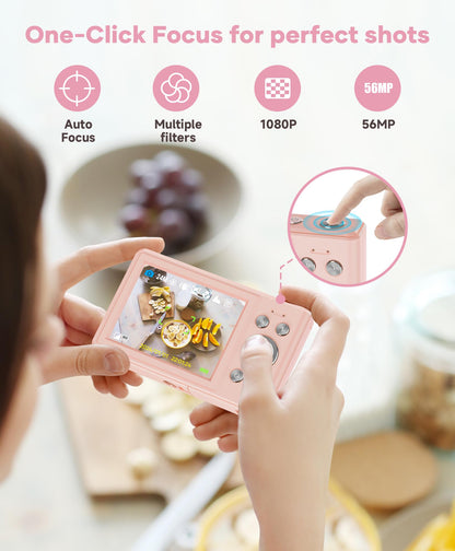 WONNIE 56MP FHD Point & Shoot Camera for Kids