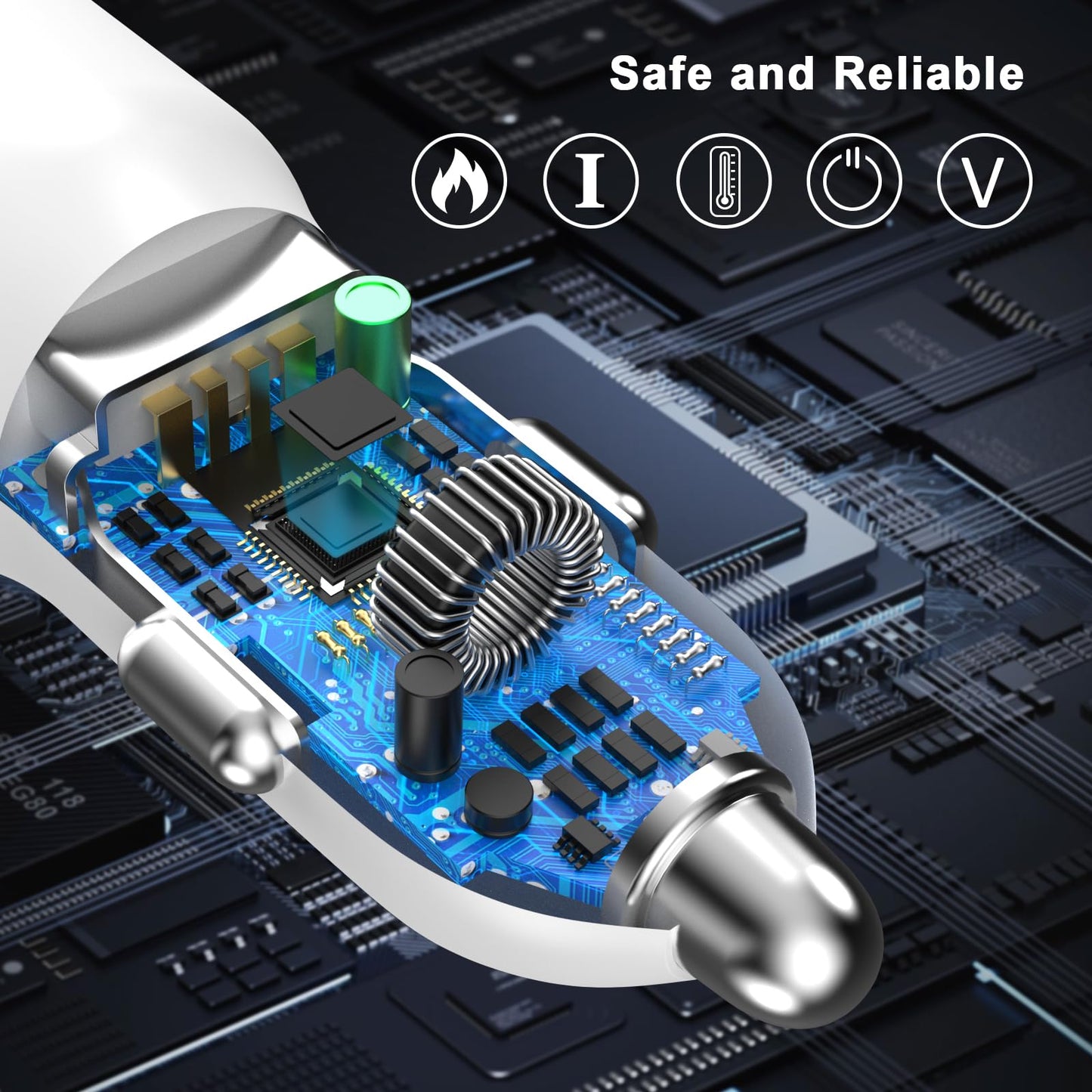 USB Car Charger 4.8A Dual Port Adapter