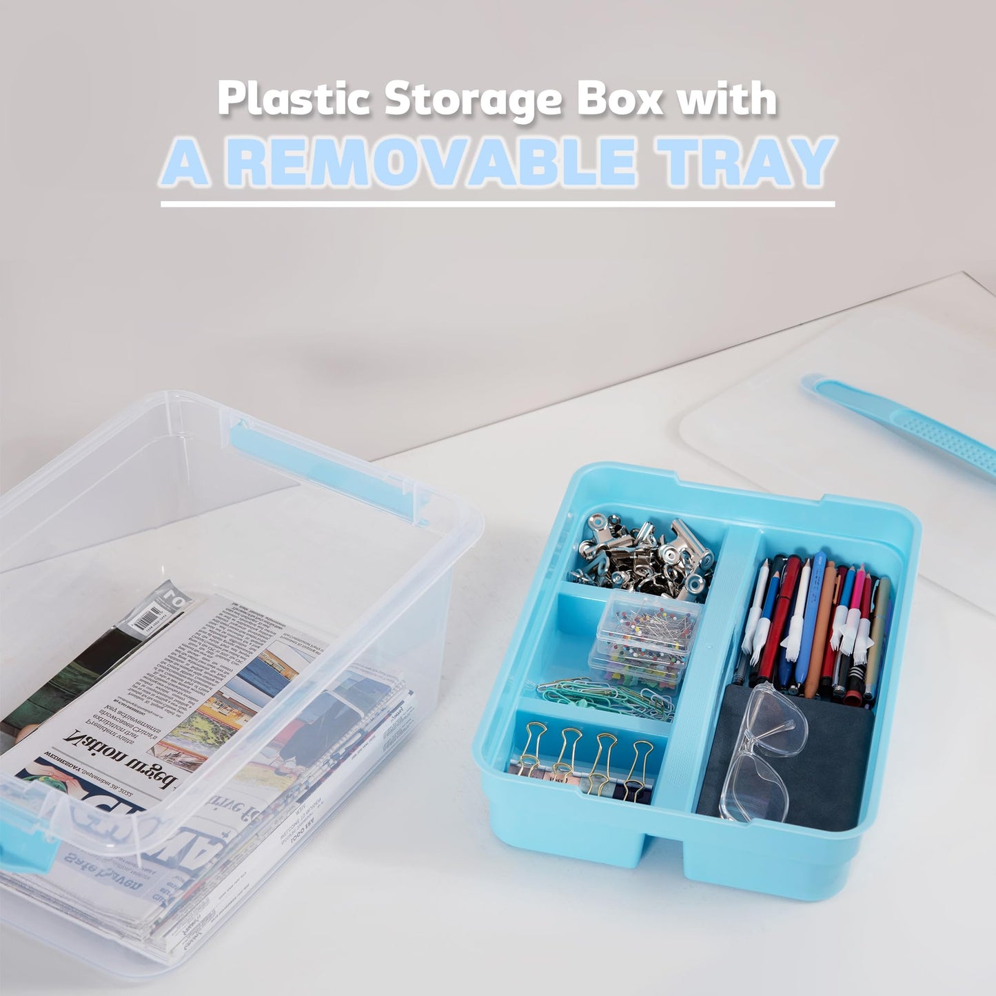 2-Pack Craft Storage Boxes with Removable Tray