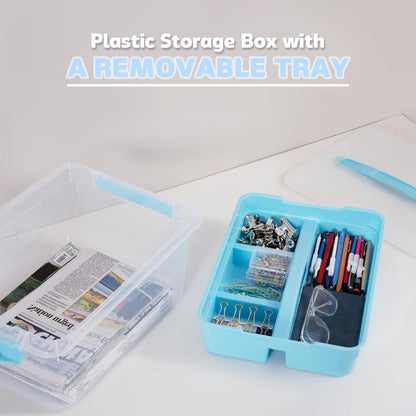2-Pack Craft Storage Boxes with Removable Tray