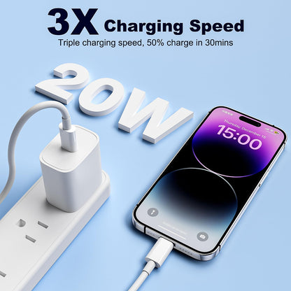 Anseip Charger USB C Wall Charger Block Compatible for Apple 14/13/ 12/11/XR/iPad USB C to Lightning Cable 6FT 20W PD Fast Charging