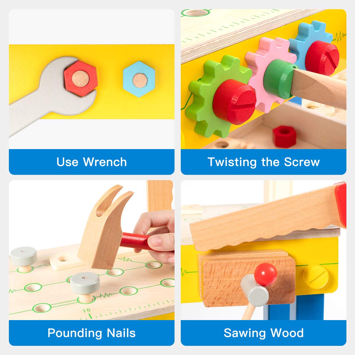 ROBUD Wooden Tool Stand Set for Kids