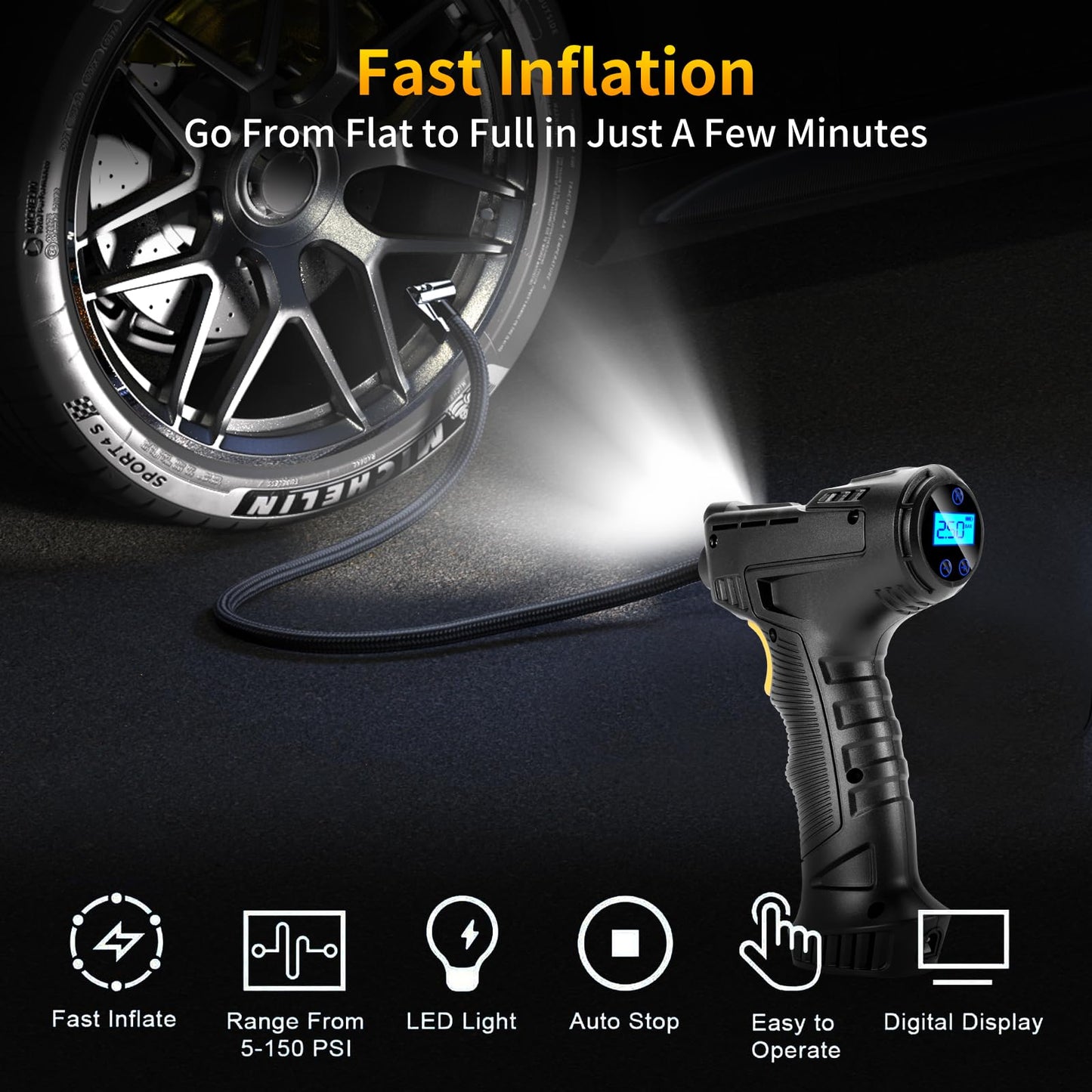 150PSI Portable Air Compressor for Cars