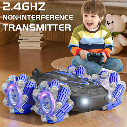 LOOZIX New Gesture Sensing RC Stunt Car with Lights Music, Hand Gesture Remote Control Car 360° Spins Double Side Twisted Glove Controlled RC Car Birthday Gifts Toys for 6 7 8 9 10 11 12 year old boys