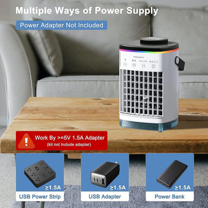 UPDATE: DEAD ❗ Portable Air Conditioners, Cooling fan Mini Air Conditioner Portable, 4 Wind Speed & 7 LED Light, 2 Cool Air Spray & 2-8H Timer, Personal Air Conditioner Evaporative Air Cooler for Room/Office