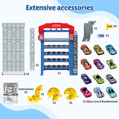 10 Cars Parking Track Toy for Boys Ages 3-8