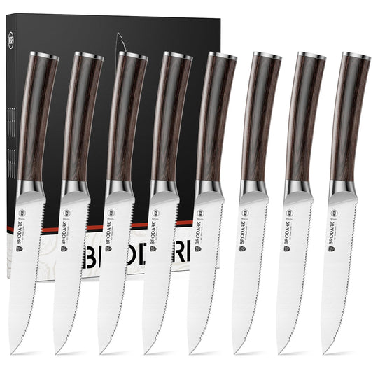 BRODARK 8-Piece Serrated Steak Knife Set