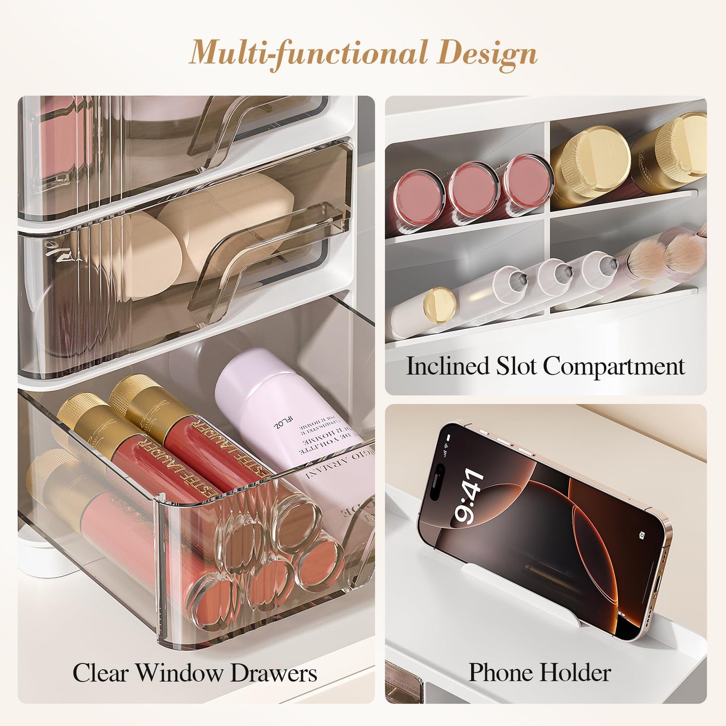 Makeup Organizer with Drawers for Vanity Storage