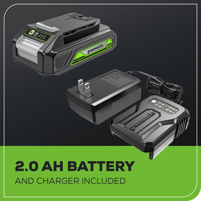 Greenworks 24V Brushless Cordless Hammer Drill/Drill Driver with Battery & Charger, 530 in-lbs Torque, 1/2” Keyless Chuck, Variable Speed Control, Included 5 pcs Drill Bits