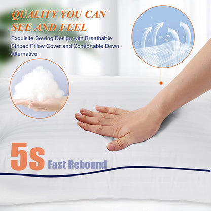 SEMZSOM Hotel Collection Bed Pillows Queen Size Set of 2, Soft & Supportive Down Alternative Pillow for Side or Back Sleeper