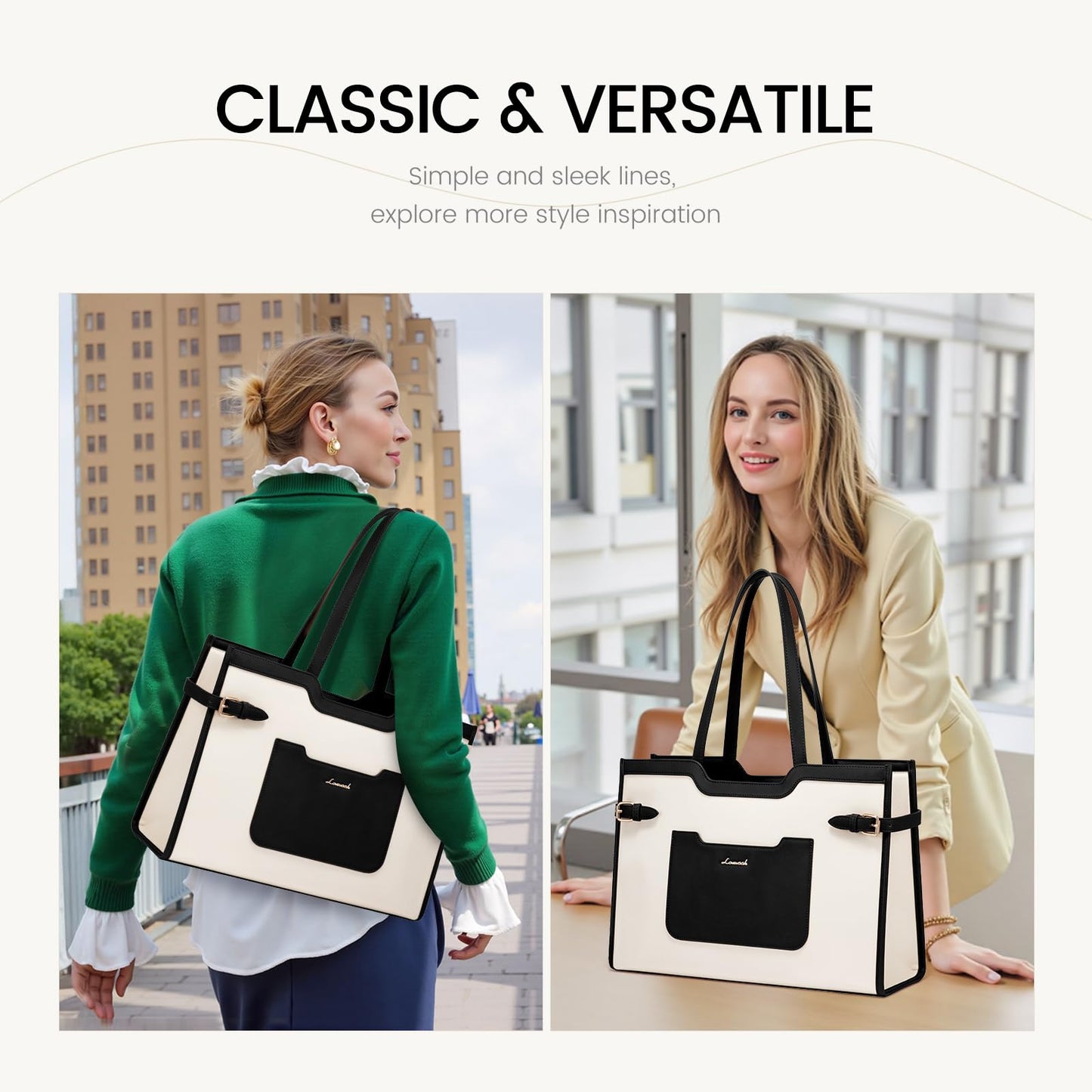 LOVEVOOK 17.3 Inch Leather Laptop Tote Bag