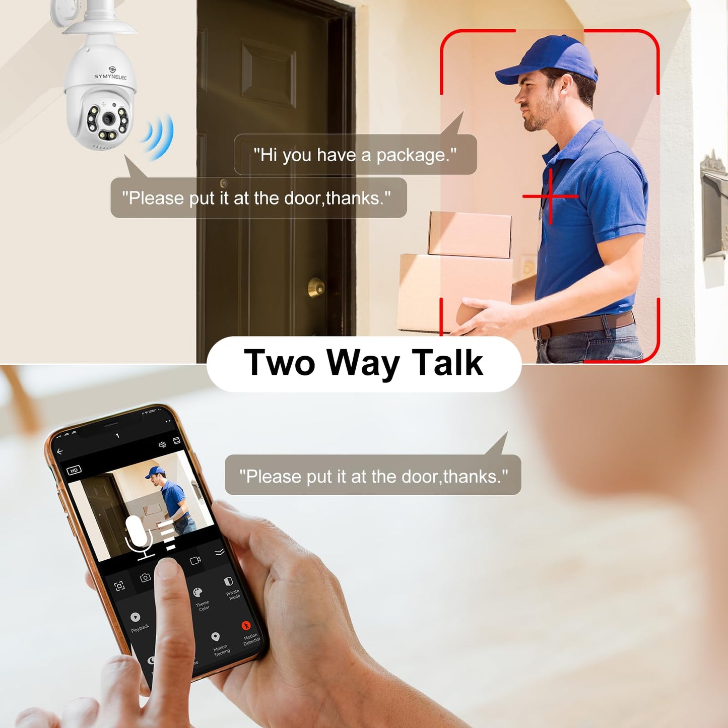 SYMYNELEC Light Bulb Security Camera Outdoor Waterproof 2.5K, 2.4GHz Only Wireless WiFi Light Socket Camera with AI Human Detection Motion Tracking Color Night Vision Siren Alarm Works with Alexa