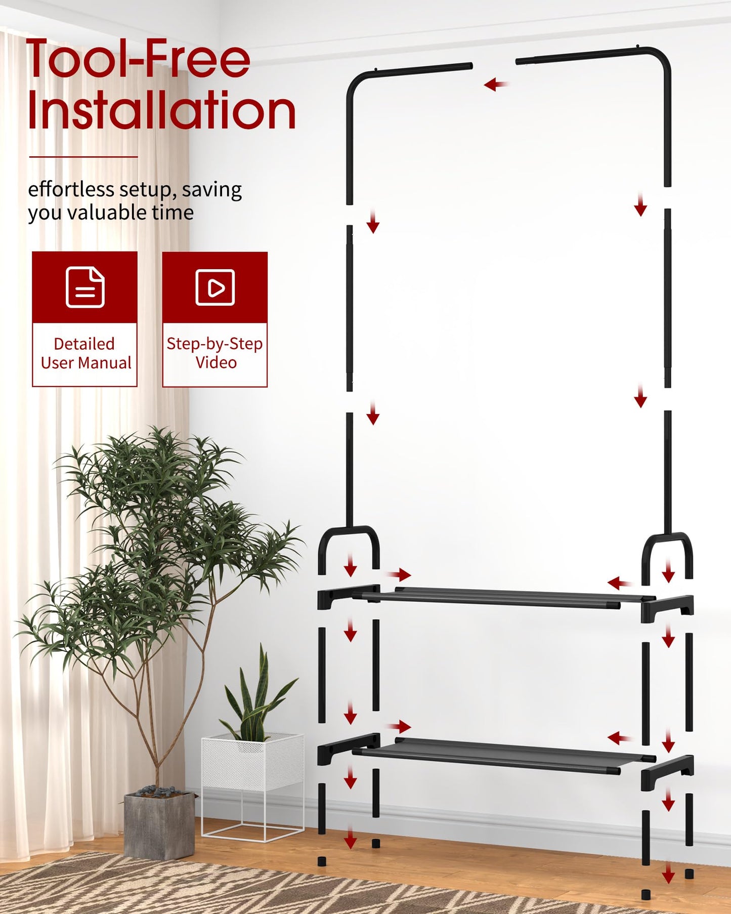 Multi-Functional Clothes and Shoe Rack