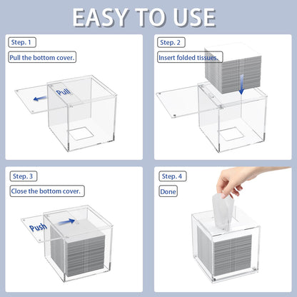 Clear Acrylic Tissue Box Holder for Home