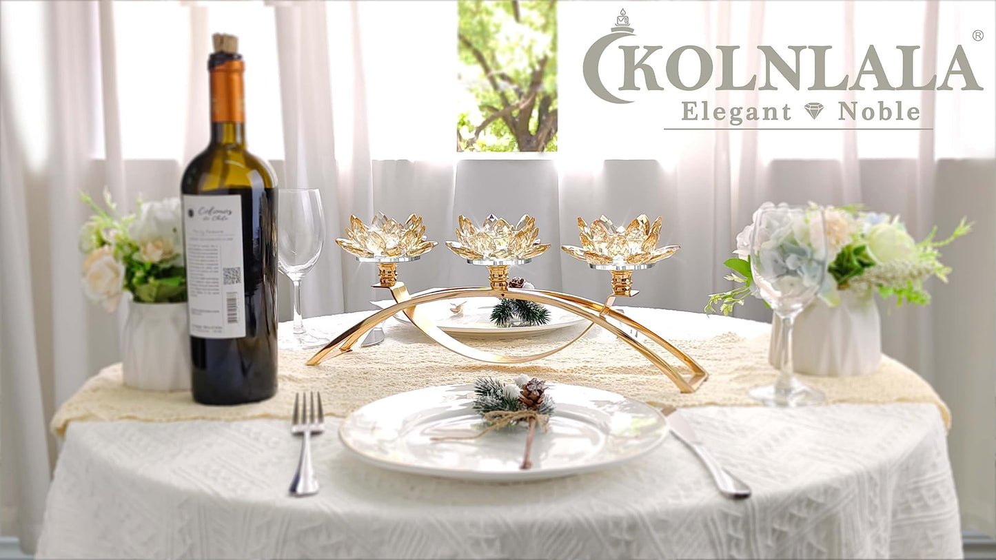 Flower Crystal 3-Arm Candelabra Candle Holder
