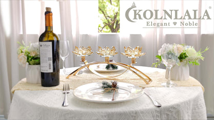 Flower Crystal 3-Arm Candelabra Candle Holder