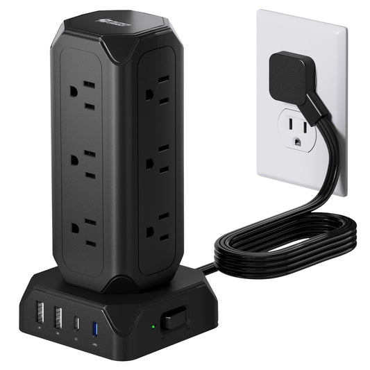 12-Outlets Power Strip Tower with USB Charging