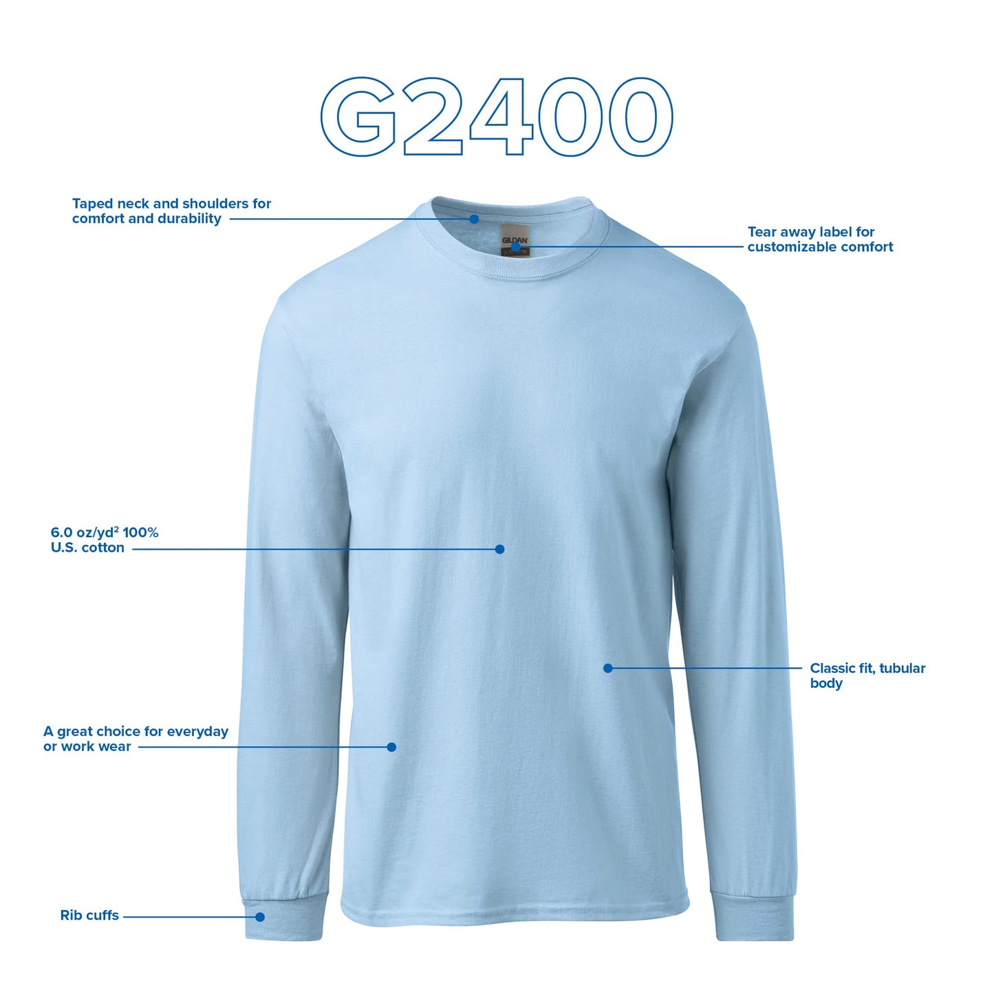 Gildan Men's Ultra Cotton Long Sleeve T-Shirt, Style G2400, Multipack, White (3-Pack), Medium