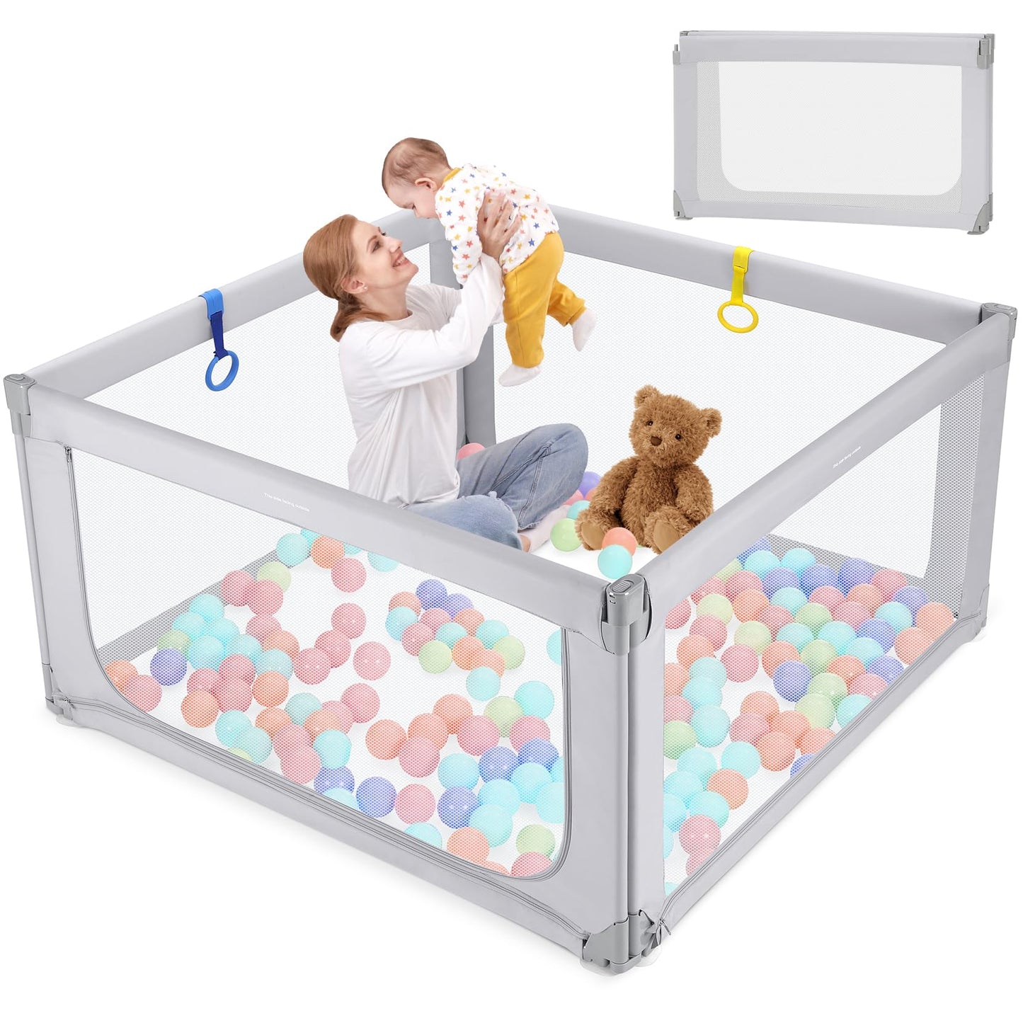 Foldable Baby Playpen with Safety Gate