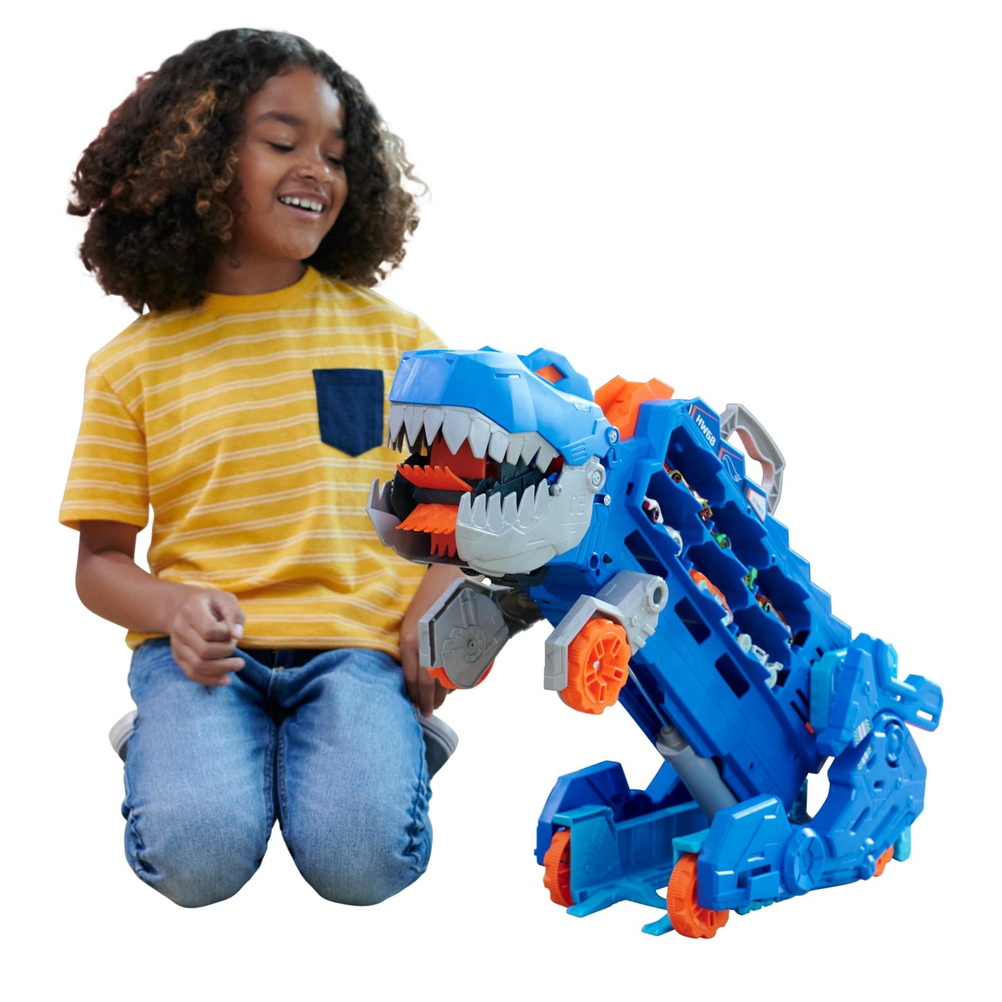 Hot Wheels T-Rex Transporter Toy Car Track Set