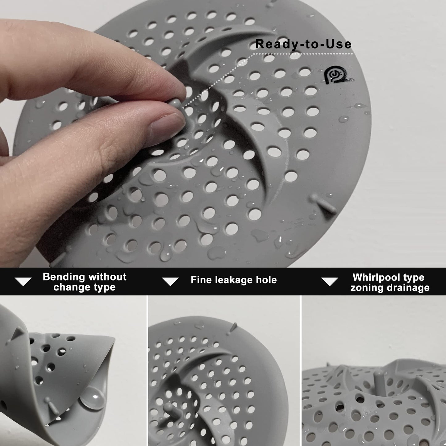 PoliPoki 2 Packs Bathtub Drain Hair Catcher Durable Silicone, Shower Drain Cover Hair Catcher with Suction Cup, Easy to Install and Clean Suit, Great for Shower, Bathtub, Tub, Bathroom