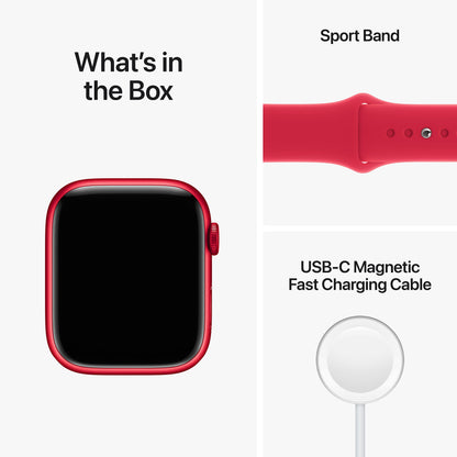 Apple Watch Series 8 [GPS 45mm] Smart Watch w/ (Product) RED Aluminum Case with (Product) RED Sport Band - M/L. Fitness Tracker, Blood Oxygen & ECG Apps, Always-On Retina Display, Water Resistant