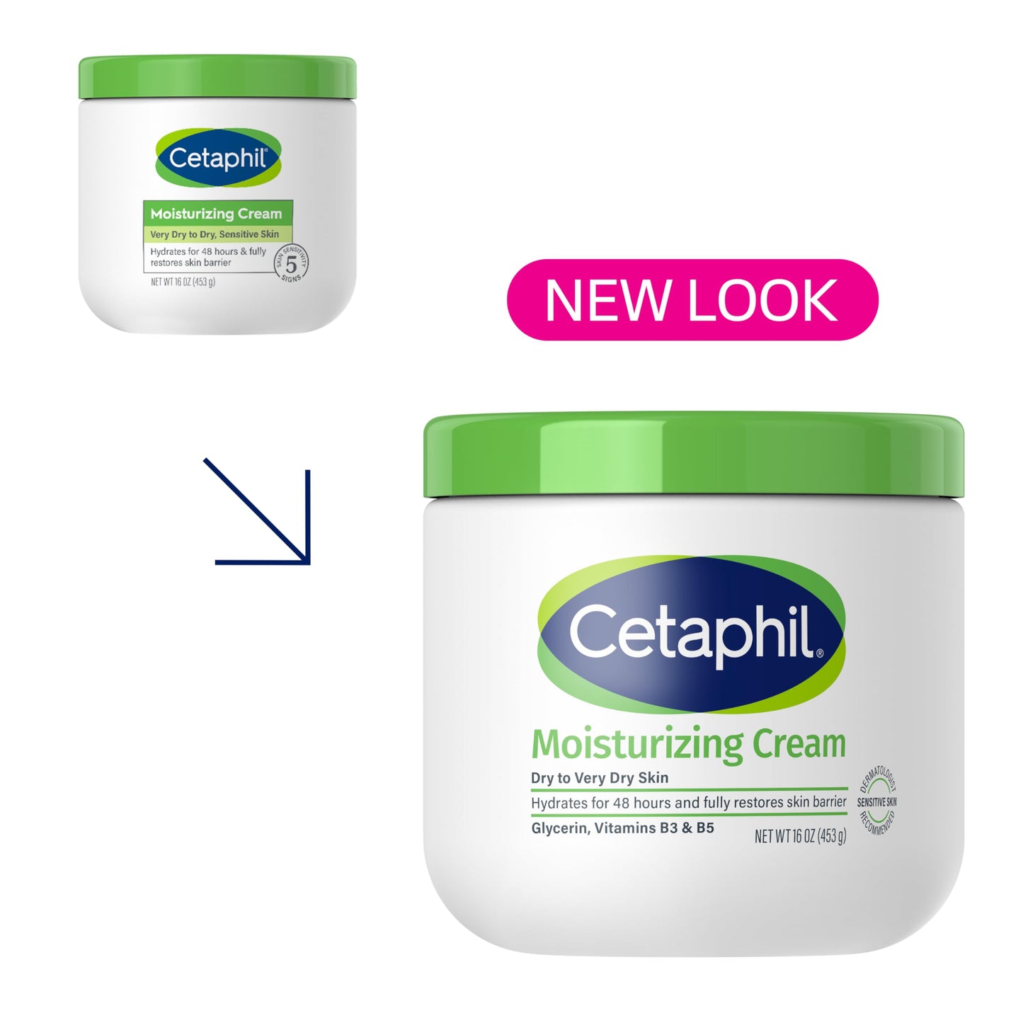 Cetaphil Face & Body Moisturizer, Hydrating Moisturizing Cream for Dry to Very Dry, Sensitive Skin, NEW 16 oz 2 Pack, Fragrance Free, Non-Comedogenic, Non-Greasy