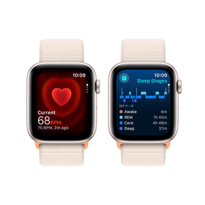 Apple Watch SE (2nd Gen) [GPS + Cellular 44mm] Smartwatch with Starlight Aluminum Case with Starlight Sport Loop Fitness & Sleep Tracker, Crash Detection, Heart Rate Monitor, Carbon Neutral
