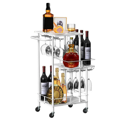 3-Tier Bar Cart with Wine & Glass Holders
