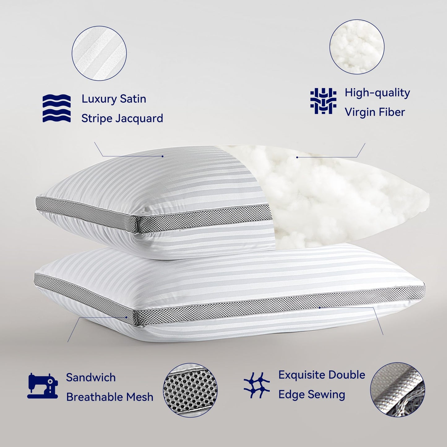 2 Pack SLEEP ZONE Queen Bed Pillows