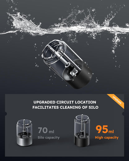 Rechargeable Salt and Pepper Grinder Set - Stainless Steel