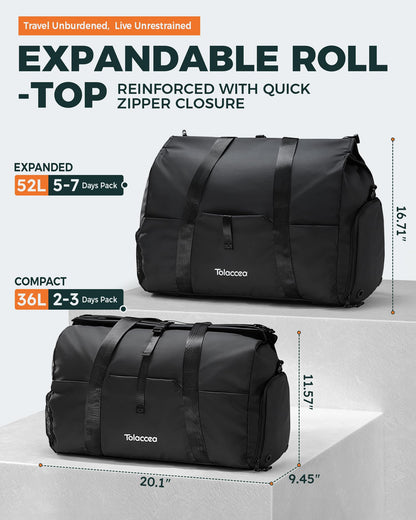 Tolaccea Foldable Gym Duffel Bag with Shoe Compartment
