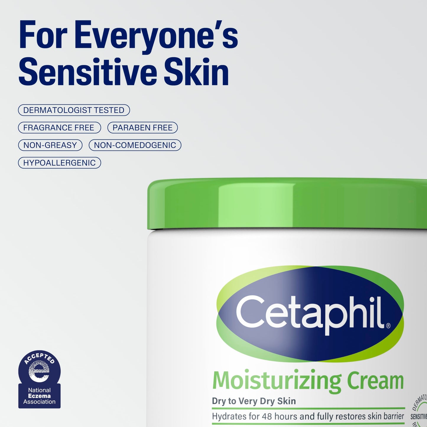 Cetaphil Face & Body Moisturizer, Hydrating Moisturizing Cream for Dry to Very Dry, Sensitive Skin, NEW 16 oz 2 Pack, Fragrance Free, Non-Comedogenic, Non-Greasy