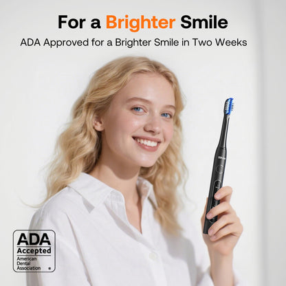 Bitvae ADA Accepted Electric Toothbrush, Travel Toothbrush Rechargeable for Adults and Kids, 60-Day Battery, 5 Modes, 8 Heads, Portable Travel Case & Holder, Shadow Black