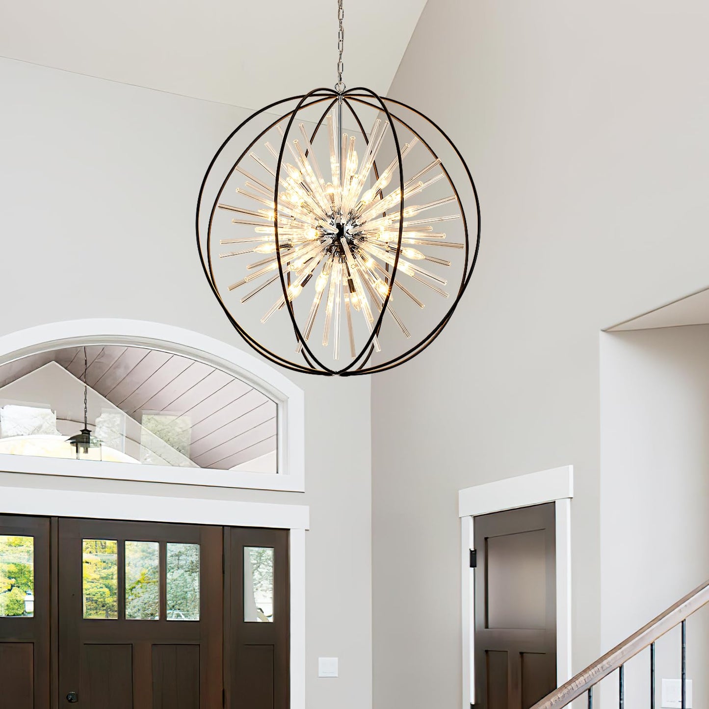 35" 20-Light Modern Chandelier for High Ceilings