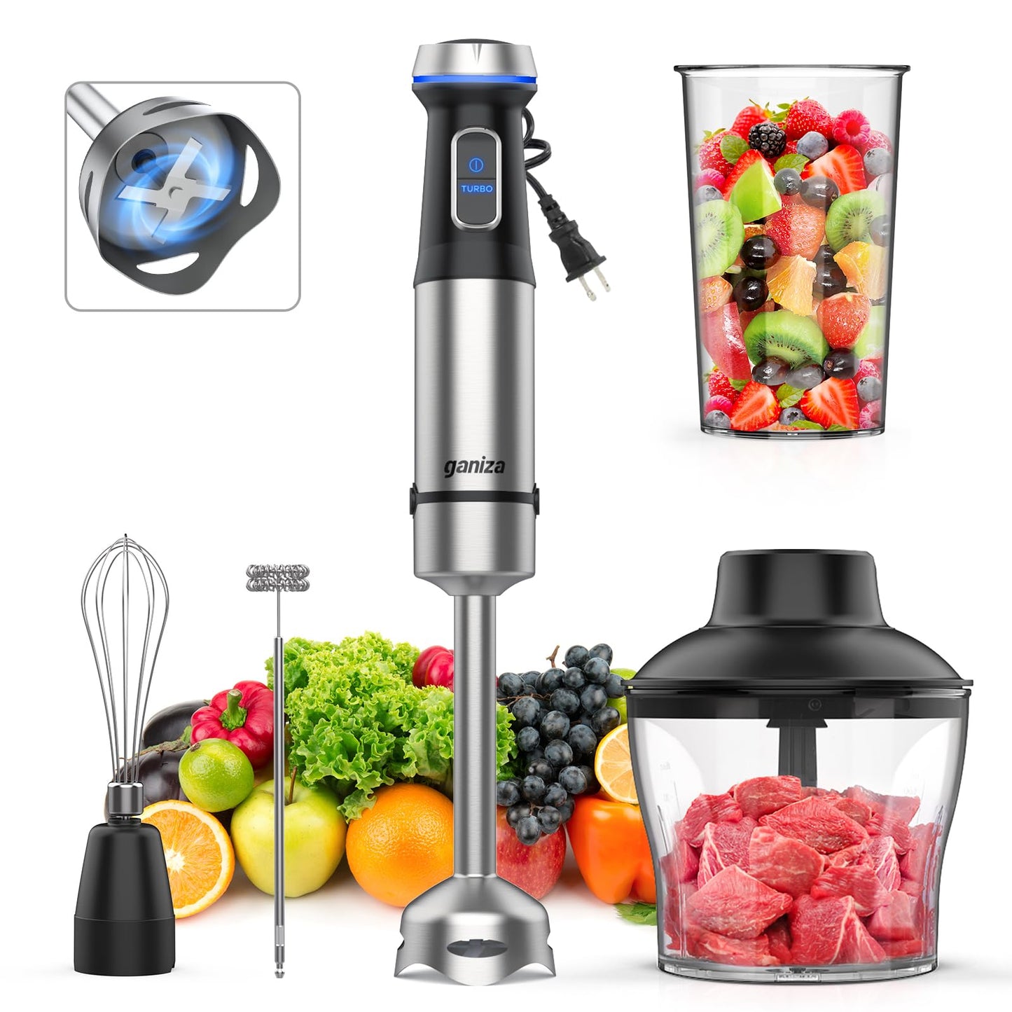5-in-1 Immersion Hand Blender with Accessories