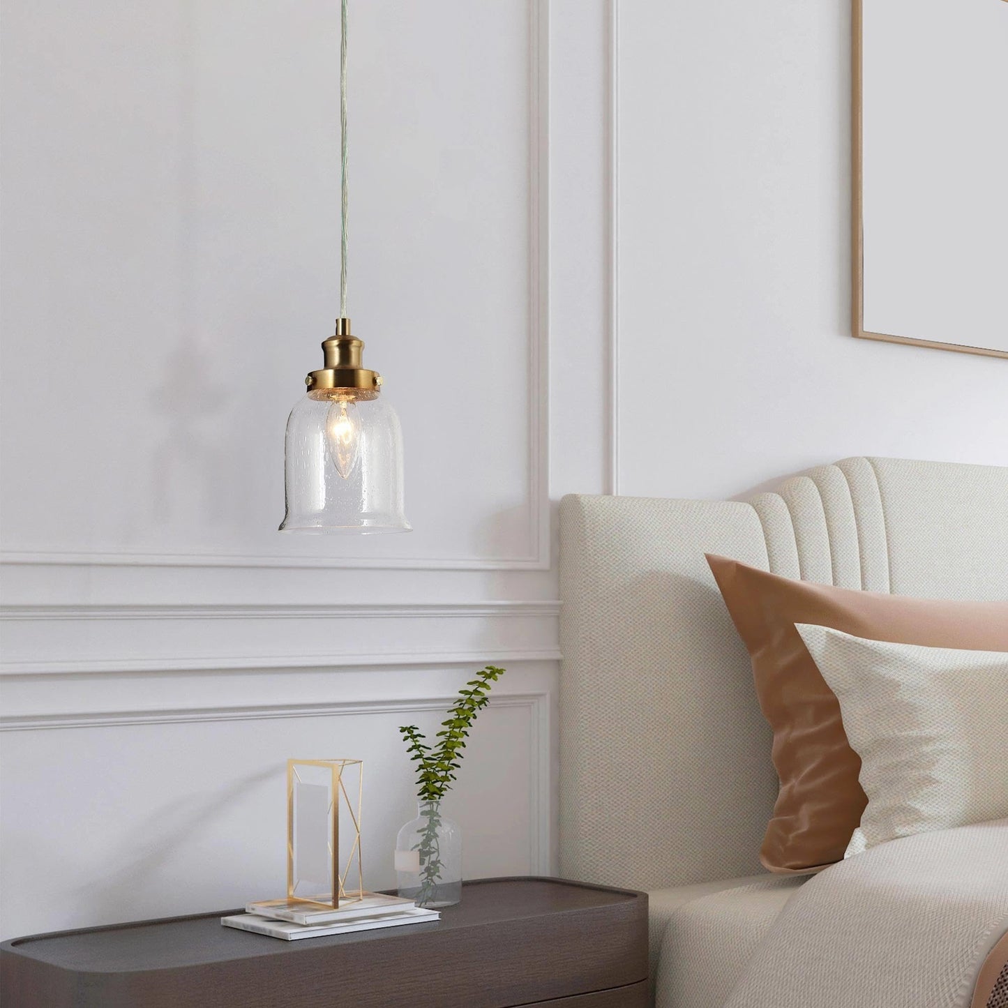 Gold Seeded Glass Pendant Light for Kitchen