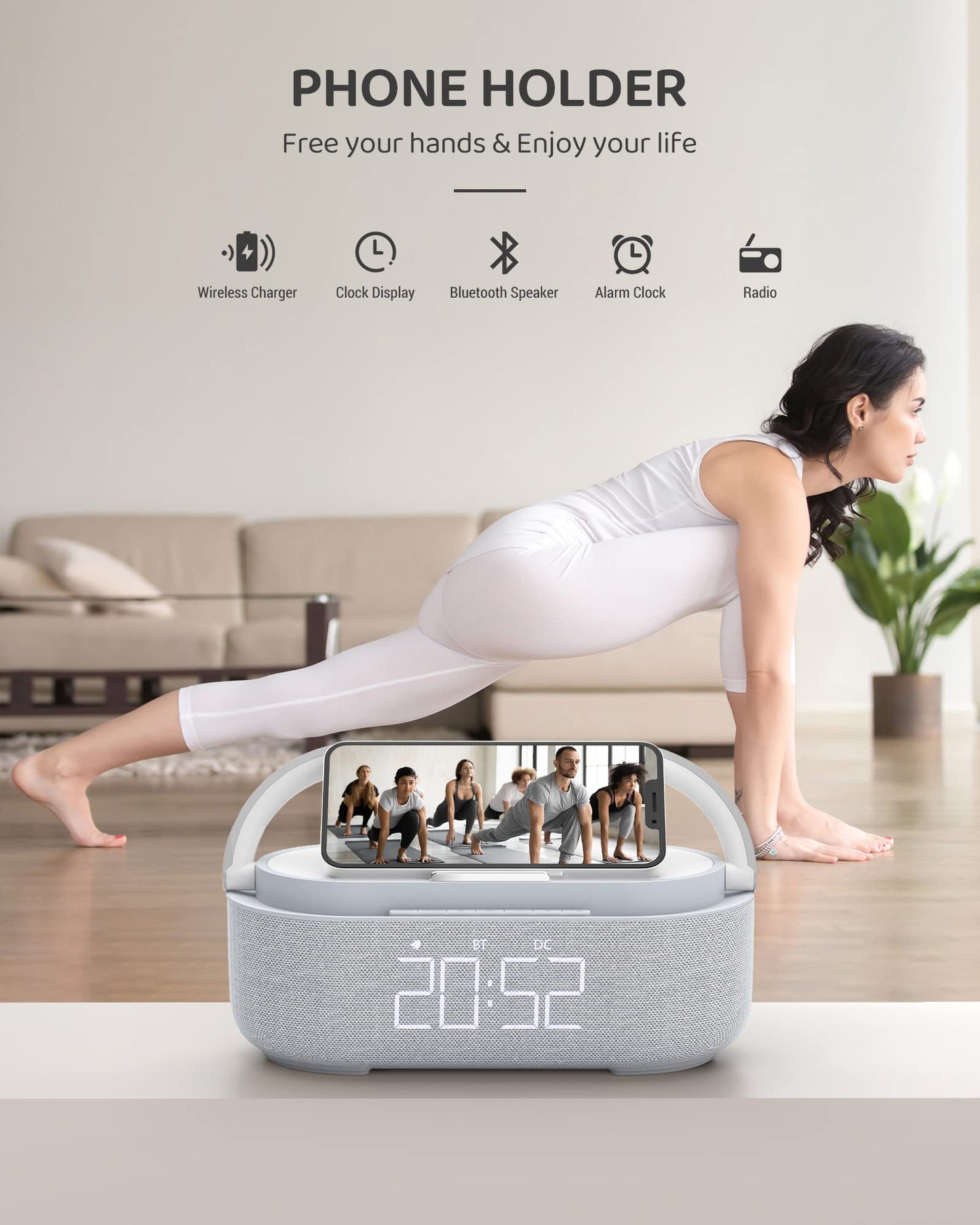 Bluetooth Speaker with Wireless Charger and Night Light