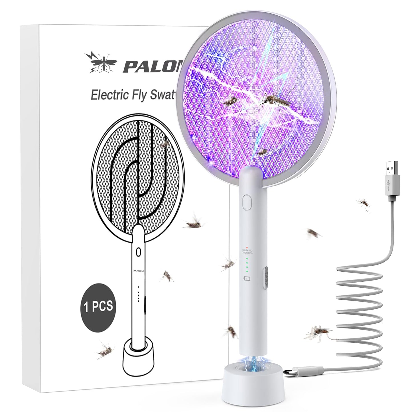 PALONE 2-in-1 Electric Fly Swatter & Bug Zapper