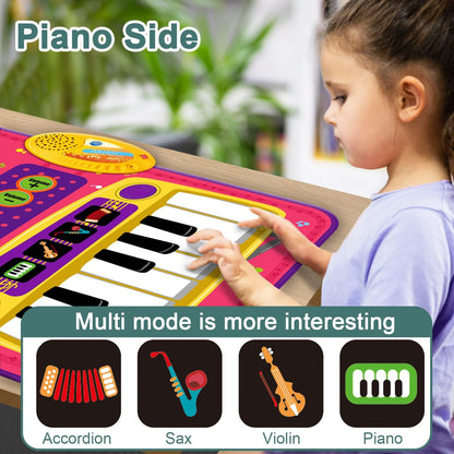 PRAGYM 1 Year Old Girl Gifts, Piano Mat Baby Toys for 1 Year Old Girl, 2 in 1 Toddler Music Mat with Keyboard & Drum, Early Educational Musical Toys First Birthday Gifts for 1 2 Year Old Girls & Boys