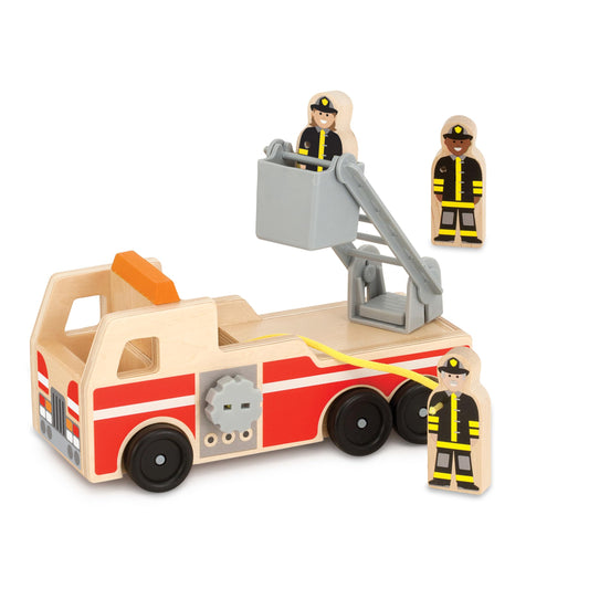 Melissa & Doug Wooden Fire Truck Toy Set