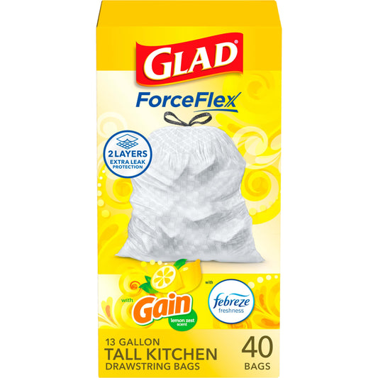 40 Count Glad ForceFlex Kitchen Trash Bags