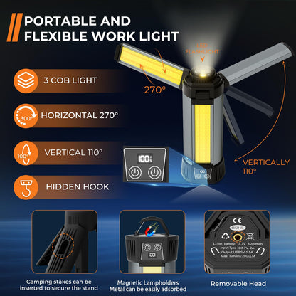 2000 Lumen Rechargeable Camping Light with Stand