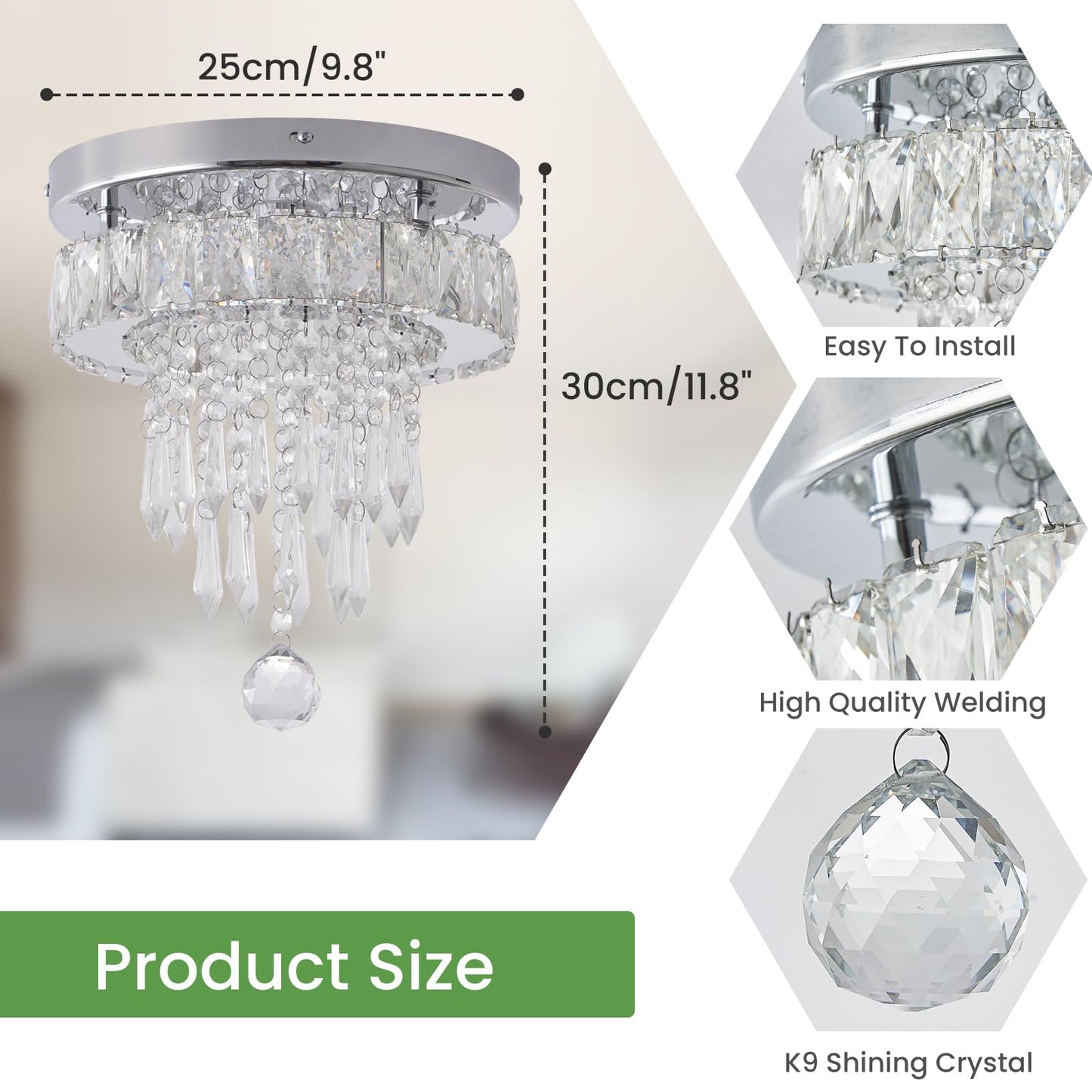 Small LED Crystal Chandelier for Home