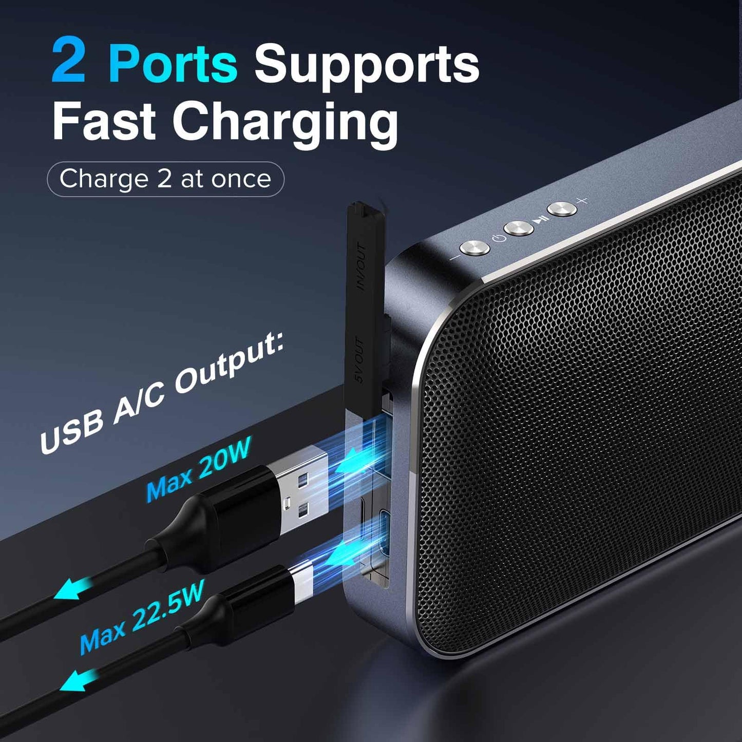 AFK Portable Charger with Bluetooth Speaker 22.5W