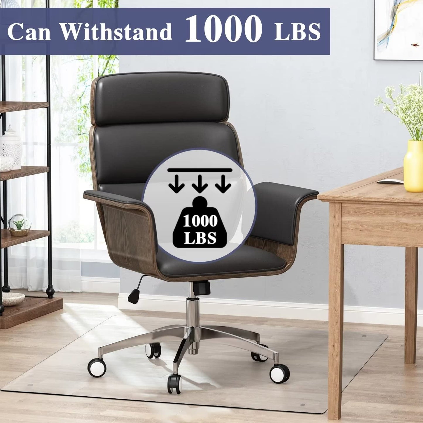 MIRUO Office Chair Mat for Carpet Desk Chair Mat Tempered Glass Floor Mat for Office Chair On Carpet Mat for Office Chair On Carpet (36" x 36" x 1/6", Transparent) (A-GE10018-USAM021)