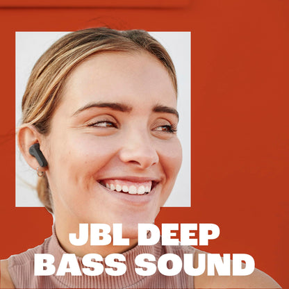 JBL Vibe Beam - True Wireless JBL Deep Bass Sound Earbuds, Bluetooth 5.2, Water & Dust Resistant, Hands-free call with VoiceAware, Up to 32 hours of battery life (White)