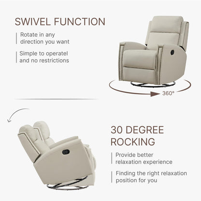 KISLOT Leather Recliner Chair with Swivel Rocker